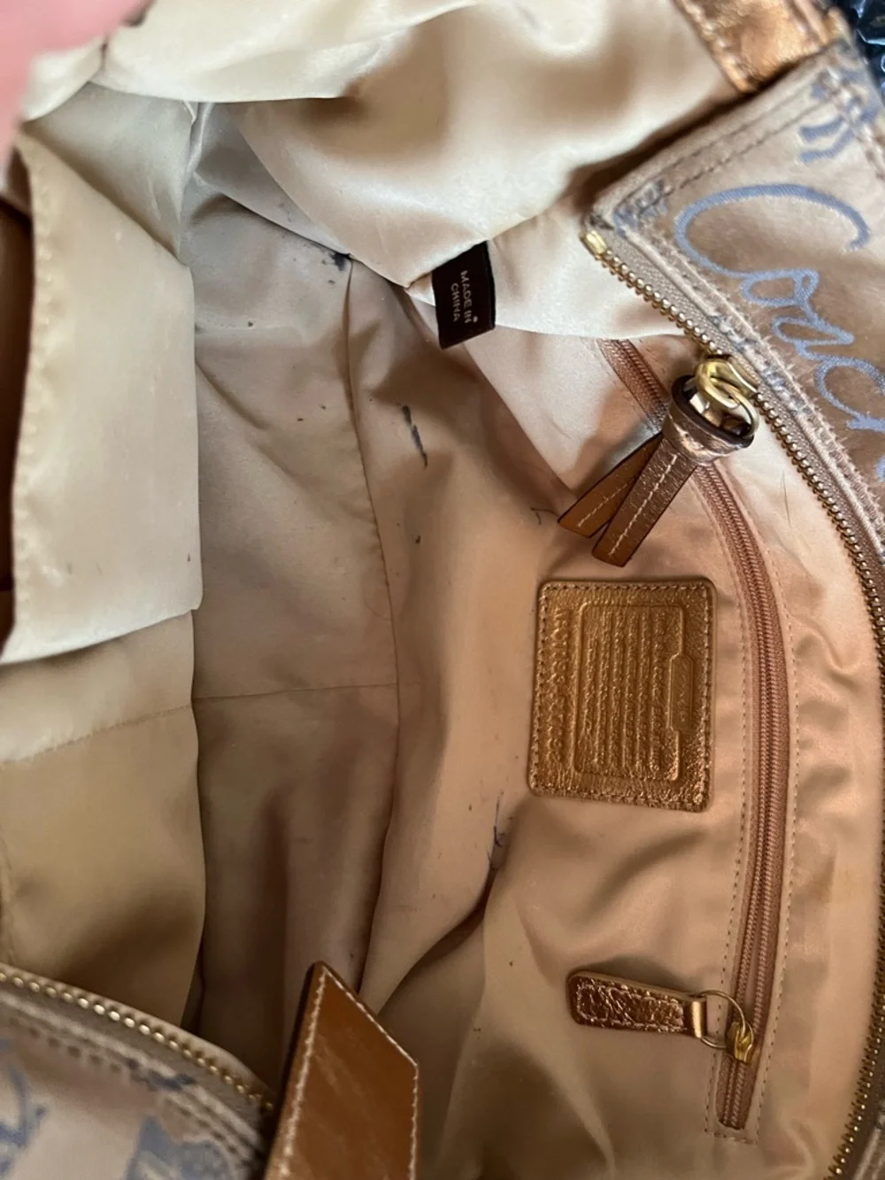 Coach Patchwork Shoulder Bag in Pink, Blue and Gold Metallic - Picture 6 of 9